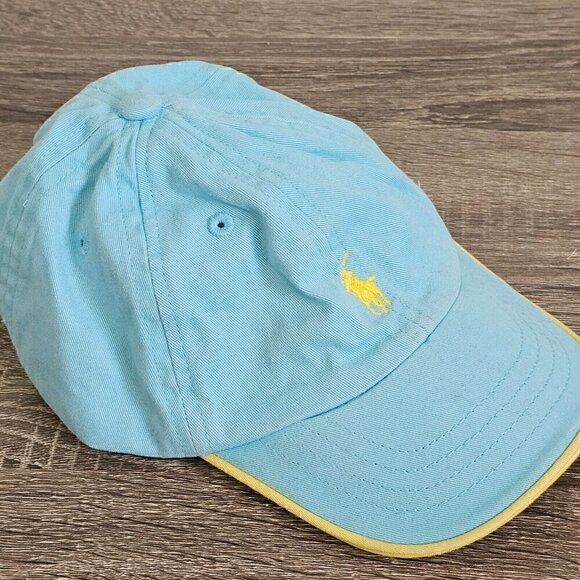 Ralph Lauren Hat Cap Infant Elastic Back Baseball Logo Kids Children Blue Yellow - Picture 6 of 12